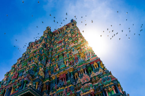Индуистский Храм в Мадурая в Южной Индии